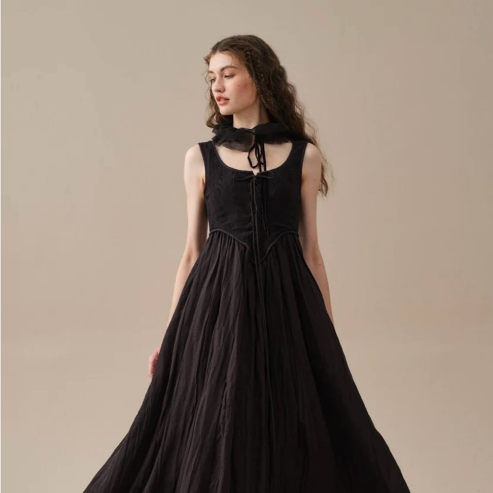 Linen and naïve (100 percent linen dress black)